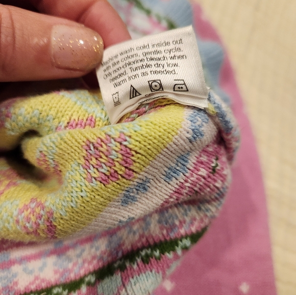 Hanna Andersson sweater 80 18/24 months combed cotton pink blue girl toddler - Picture 5 of 7